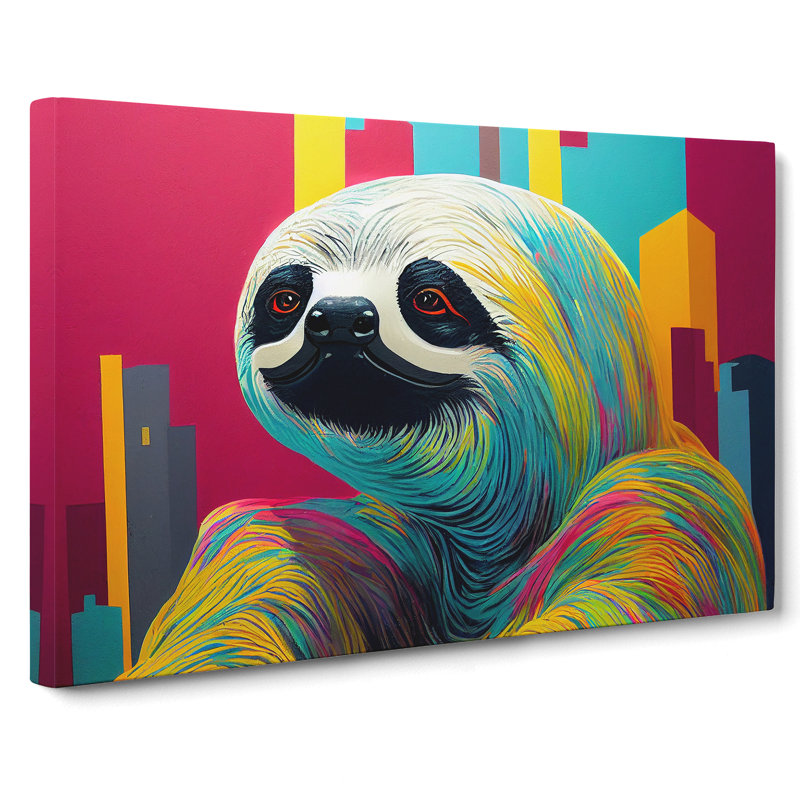 Painted Sloth Abstract - Wrapped Canvas, 40cm H x 60cm W x 3cm D