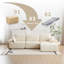 Canapé moderne en mousse à mémoire de forme compressée, grands canapés modulaires pour le salon, canapé modulaire Cloud pour animaux de compagnie, tissu en velours côtelé, causeuse très profonde, aucun assemblage requis, beige-1245624417