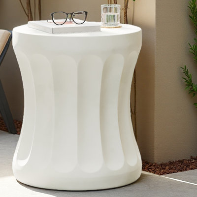 Outdoor Round Concrete Side Table,Living Room Mgo End Table