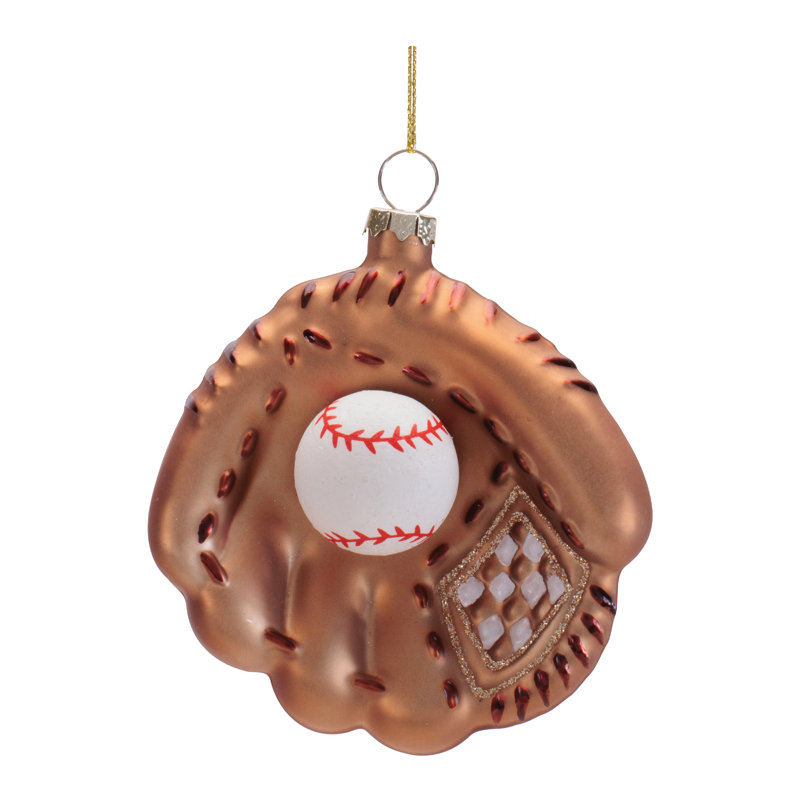 Ornements de baseball en verre et gant (ensemble de 6)