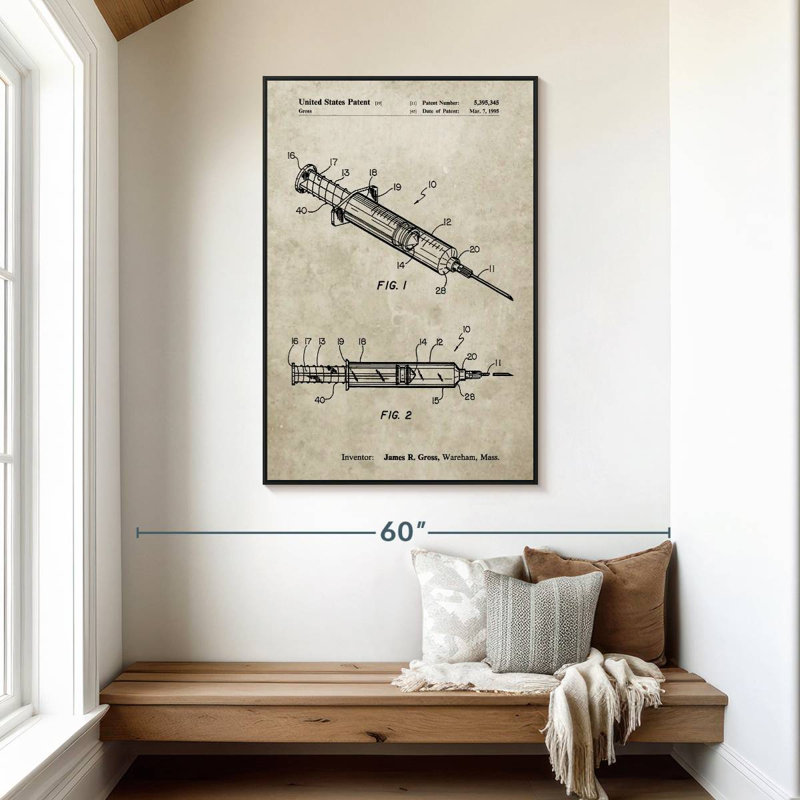 Affiche de grès seringues Wenzel, 31 po x 46 po, Cadre flottant noir