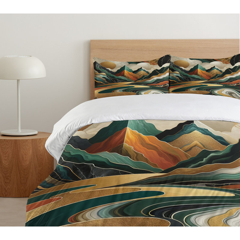 Mid Century Modern Duvet Cover, King Duvet Cover + 2 Standard Shams
