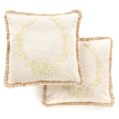Josephine Embroidered Cotton Reversible Throw Pillow