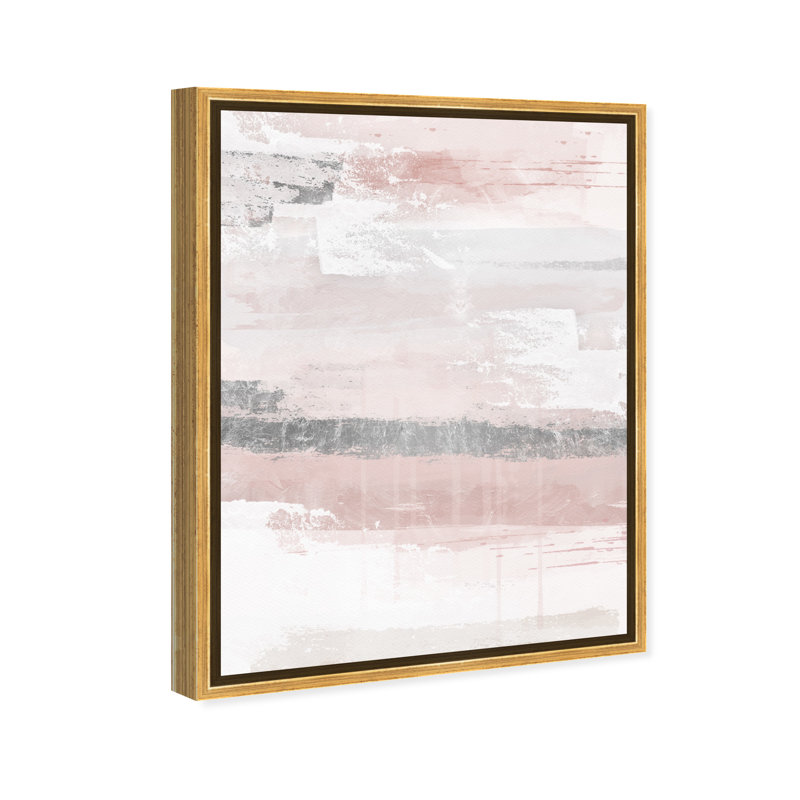 Éléments sophistiqués rosés - peinture, Toile encadrée dorée, H 30 po x l 24 po