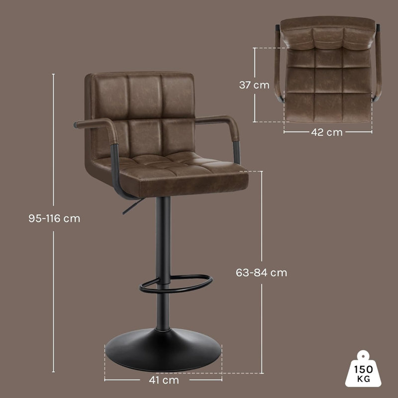 Haymark Swivel Upholstered Adjustable Height Counter Stool with Metal Frame, Dark Brown