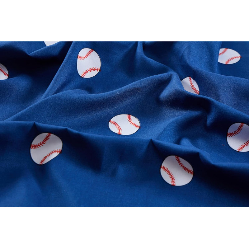 Soccer Sports Microfiber Sheet Set, White/Red/Navy, Full Sheet Set with 2 Pillowcases