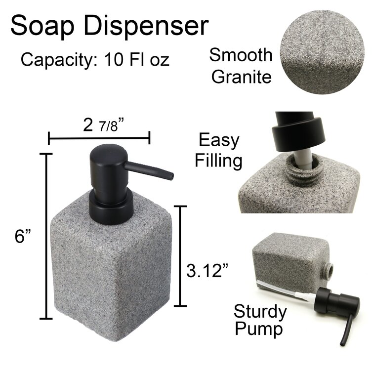 Evideco Granite Square Bath Hand Soap & Lotion Dispenser 10 fl oz