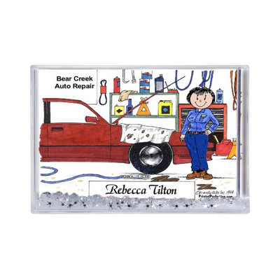 Personalized Auto Mechanic - Female Snow Globe Frame Gift