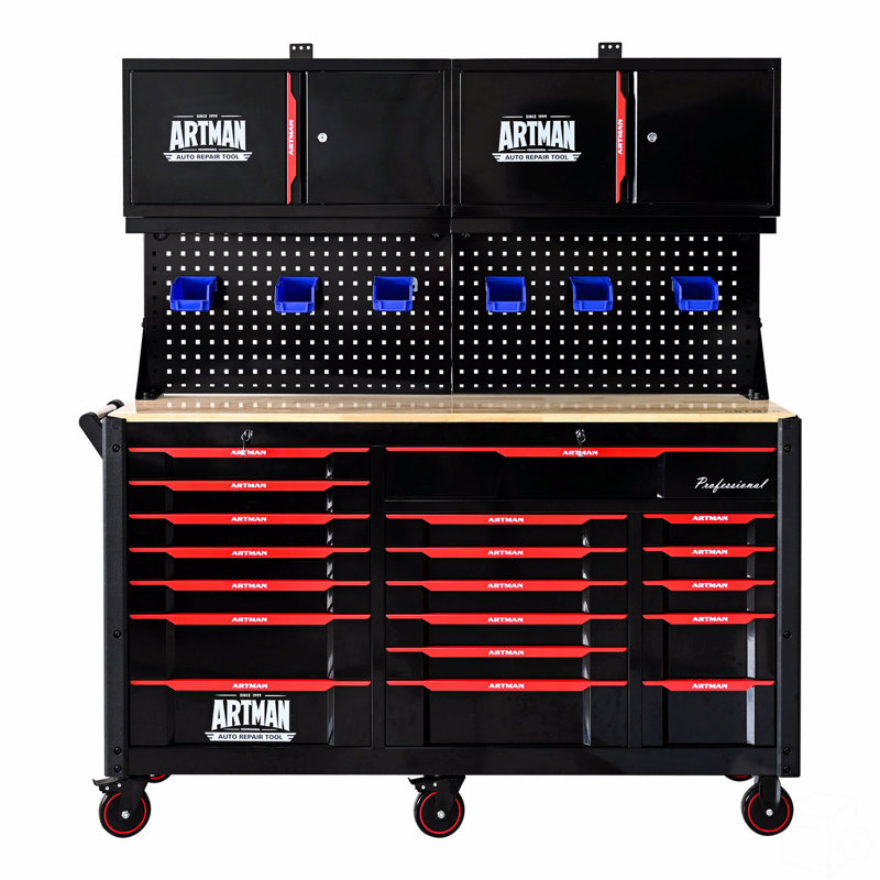 Automobile Repair Heavy-Duty Tool Cart With 7+12 Drawers (Without Tools), Mobile Storage Tool Cabinet For Workshop And Laboratory