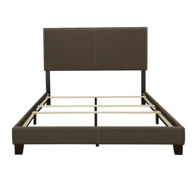 Twin Bed With Charcoal Cover And Solid Wood Legs Cloth Leg Design