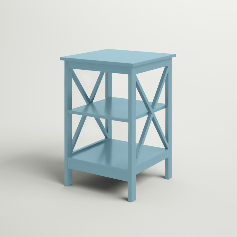 Table de bout avec rangement Darek, Bleu écume de mer