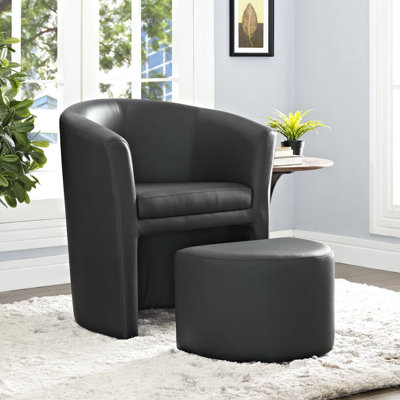 Fauteuil et repose-pieds Divulge en noir