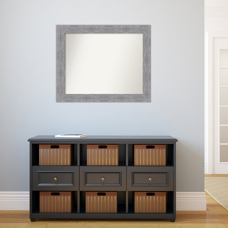 Bark Rustic Grey Bathroom Vanity Non-Beveled Wall Mirror, 27 " H x 33 " W