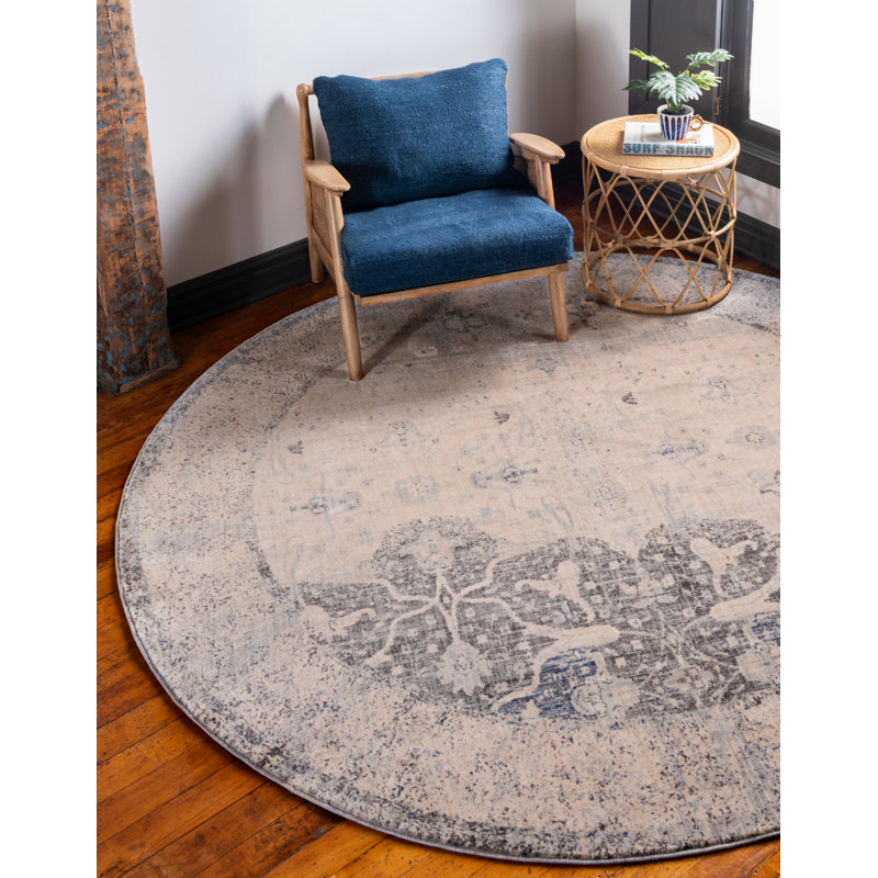 Tapis oriental gris Polli, Rond 8 pi