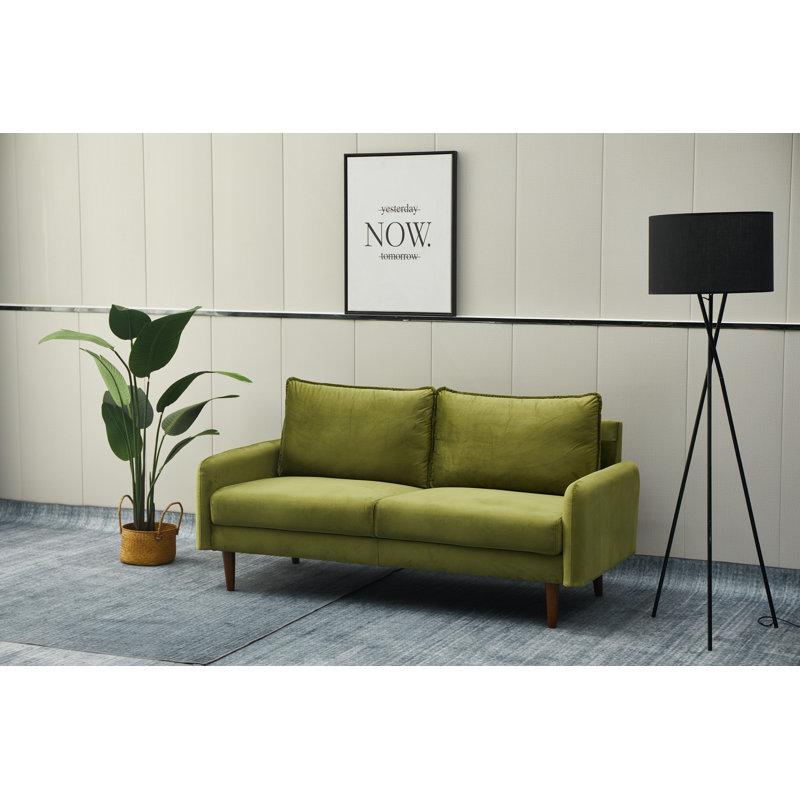 Emteas 69'' Velvet Sofa, Army Green Velvet