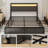 Oneita Bed Frame with 4 Storage Drawers and 2-tier Solid Wood Headboard Storage With Charging Station and LED Lights, Noise Free-1158615073-1173791688