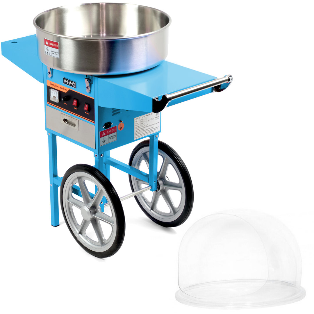 Electric Commercial Cotton Candy Machine with Cart and Bubble Shield Vivo 