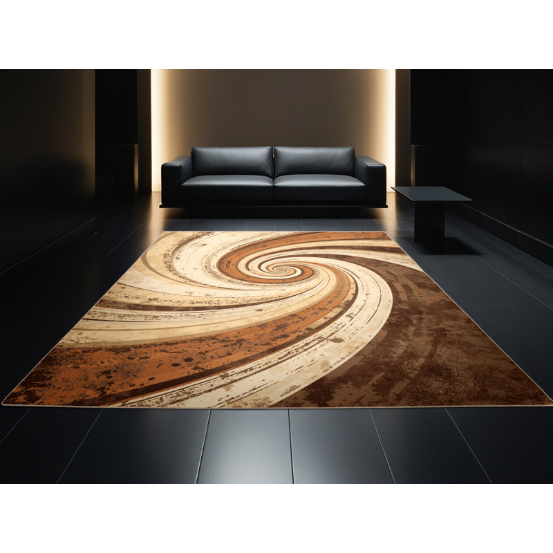 Tapis brun rustique et beige lavable à la machine Patrizius Galactic, 4 x 6