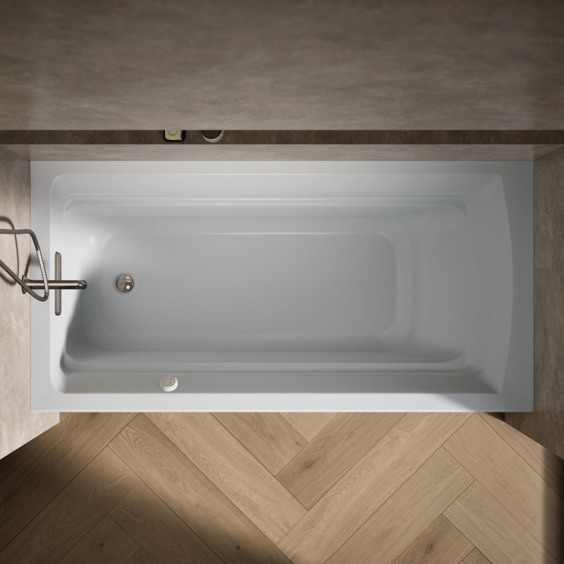 Archer 72" x 36" Alcove Air Acrylic Bathtub Heater Included, Ice Grey, Left