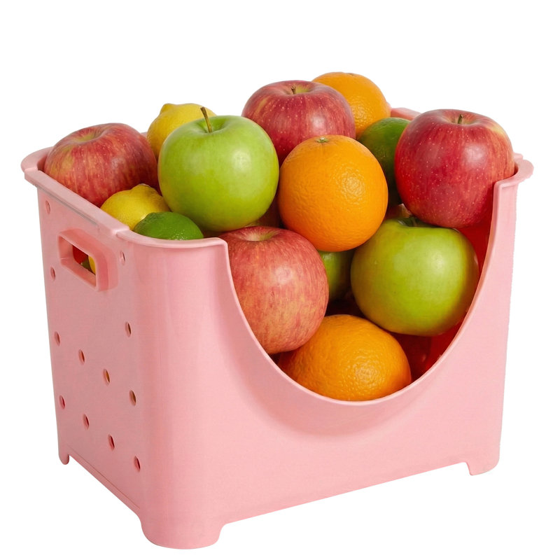 Bacs de rangement empilables en plastique, Rose