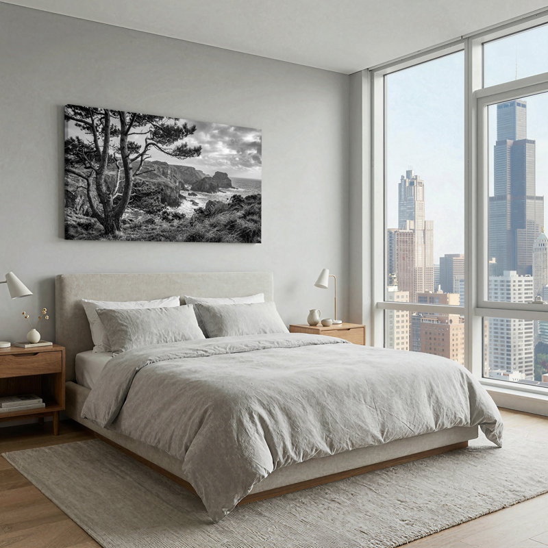 Art mural sur toile noir et blanc, L 32 po x H 16 po