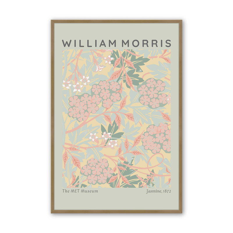 «Soft Sage Jasmine» par William Morris, reproduction, Cadre pour photo simple or brossé, H 21,25 po x l 17,25 po