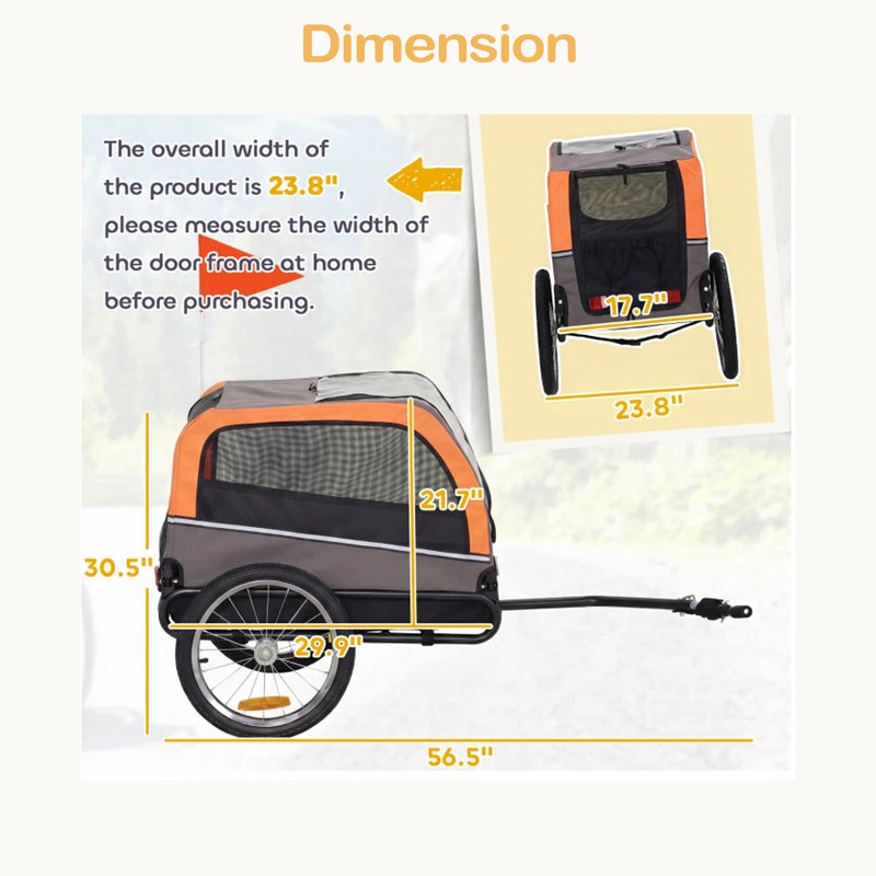Remorque de vélo pliable pour animaux, chariot de transport pour animal de compagnie, remorque de vélo pour chien