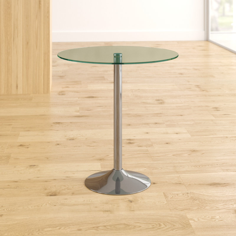 Veranda Round Glass Top Metal Base Dining Table, Clear