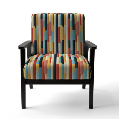 Pastel Colours Midcentury Stripes Pattern I - Upholstered Modern & Contemporary Accent Arm Chair