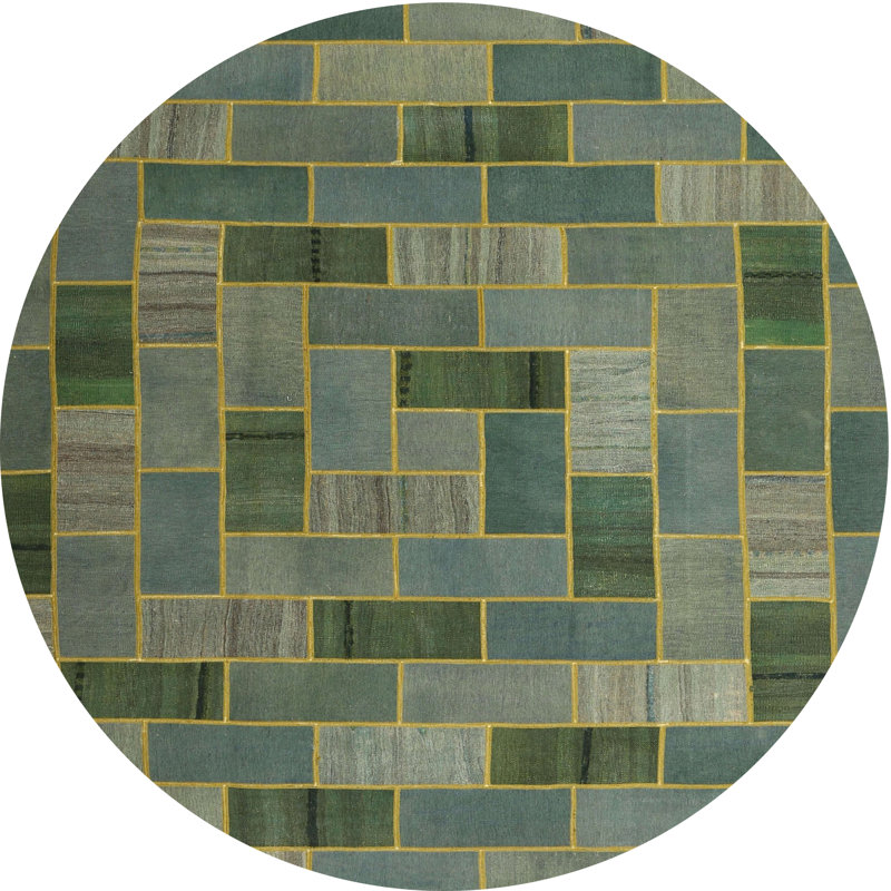 Tapis vert / gris, Rond 6 pi