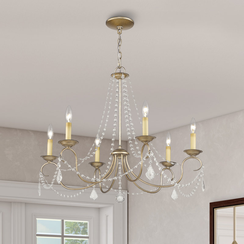 Fabio 6 - Light Dimmable Classic / Traditional Chandelier, Antique Silver Leaf