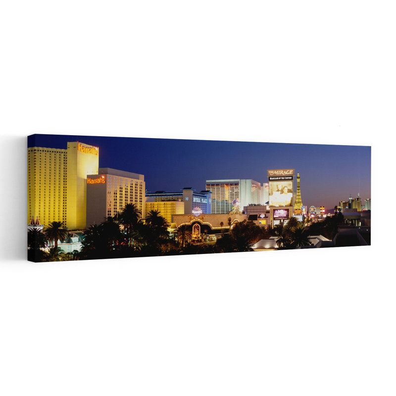 Buildings Lit Up At Dusk Las Vegas Nevada USA by Thomas Winz - Wrapped Canvas Panoramic Print, 50.8 cm H x 152.4 cm W