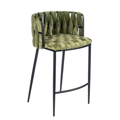 Tyrone 27" Modern Counter Stool with Weave Design and Metal Legs - Sleek Seating for Kitchen Island or Breakfast Bar by AllModern