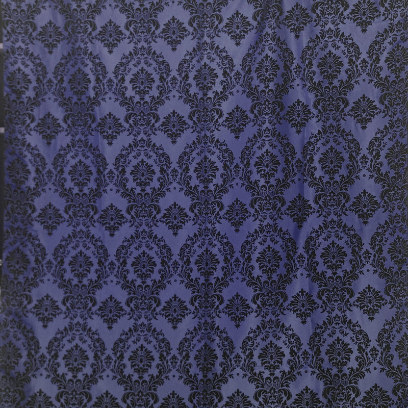 Damask Tailored Window Valance, 58" W x 5" L, Black/Navy