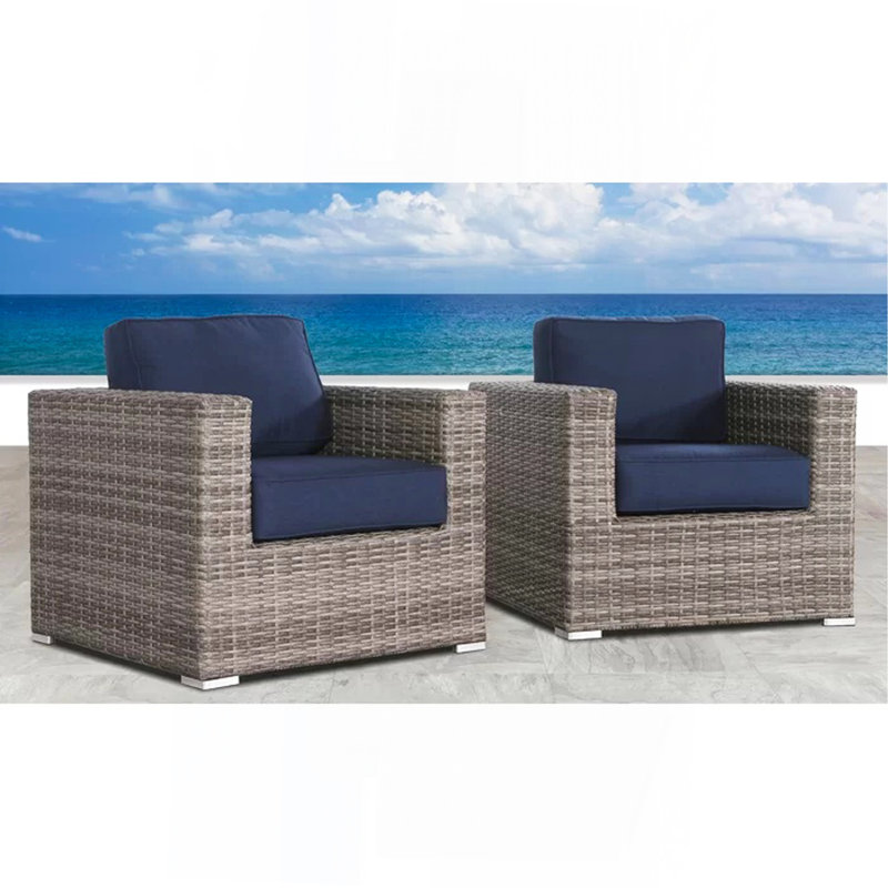 Fauteuil club en osier Sunbrella Gris