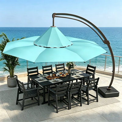  Parasol de patio en porte-à-faux 11 pi avec base 11 pi