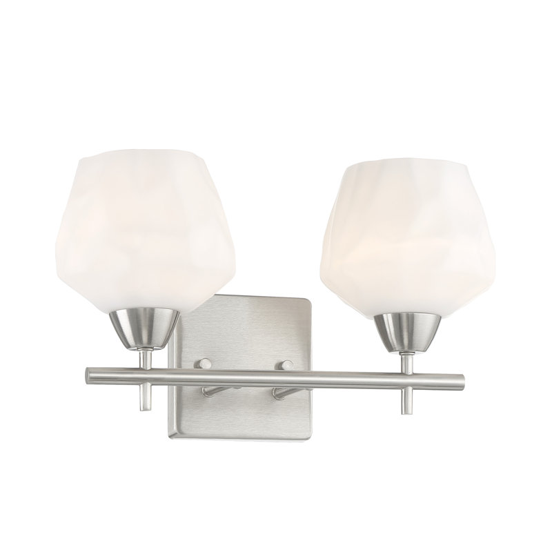 Éclairage pour meuble-lavabo Highland Dunes Muro, Nickel brossé, Blanc