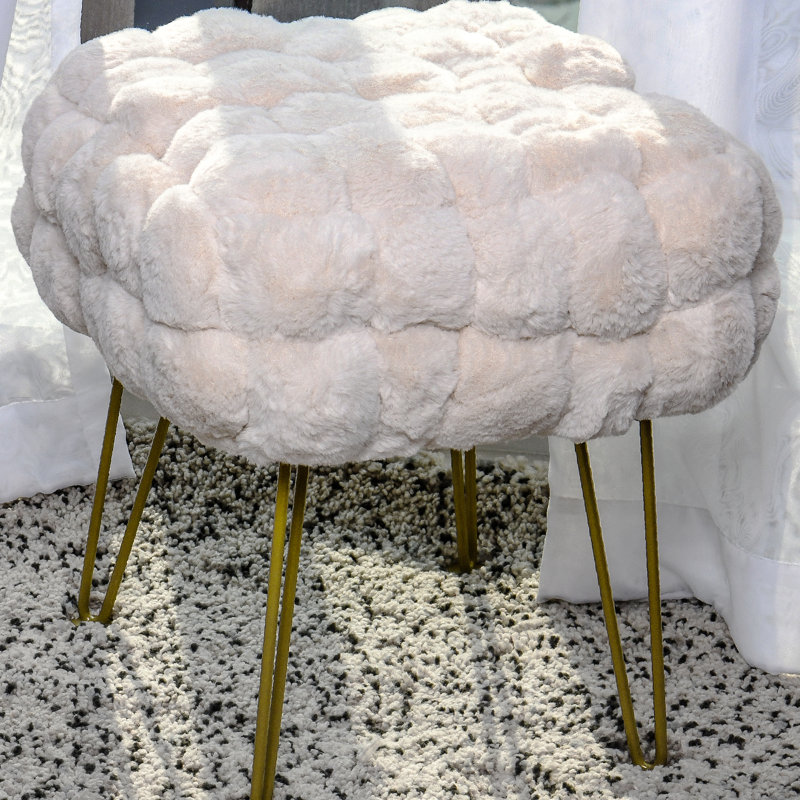 Aislee Upholstered Ottoman, Gardenia 100% Polyester