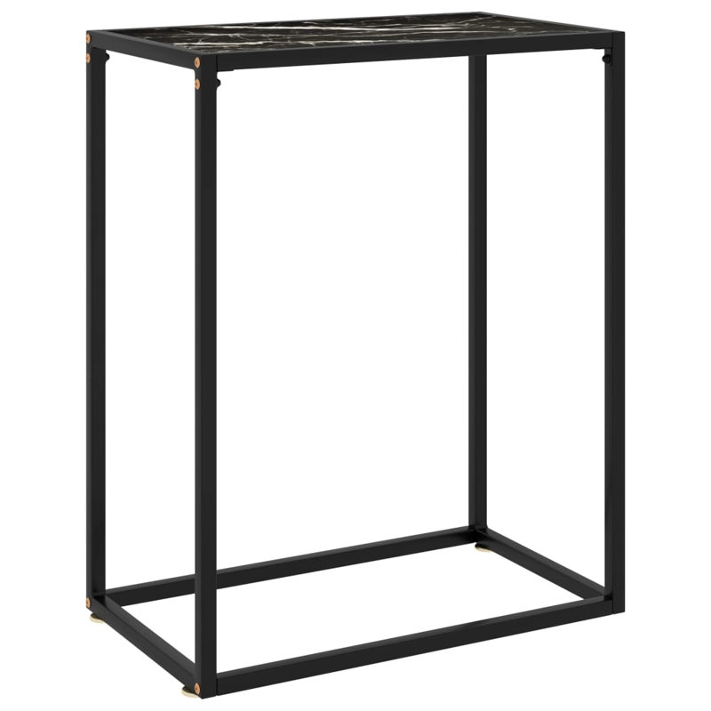 Console Table Tempered Glass, 29.53" H x 23.62" W x 13.78" D, Black/White, Without Feet