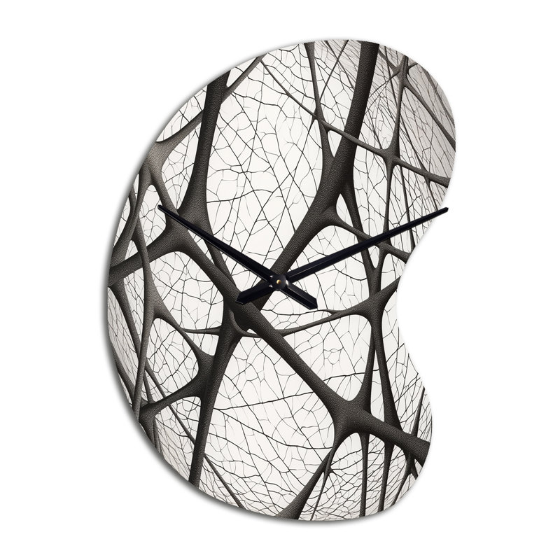 Minimaliste noir et blanc - formes abstraites, horloge murale asymétrique en métal, impression d'horloge murale noire, Grand