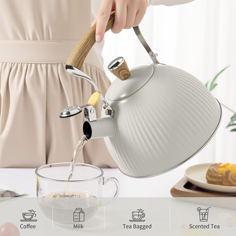 Bouilloire à sifflet de 2,5 pintes, bouilloire en acier inoxydable pour dessus de cuisinière