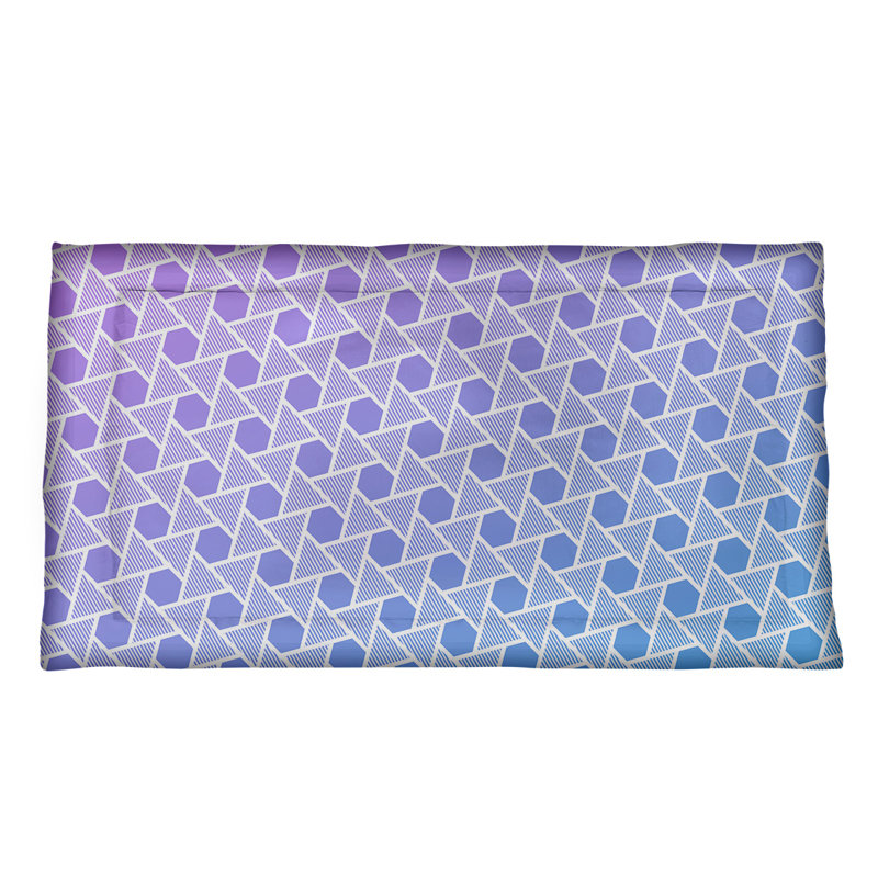 Taie décorative hexagones et triangles Katelyn Elizabeth, Polyester, Très grand lit, Mauve / bleu