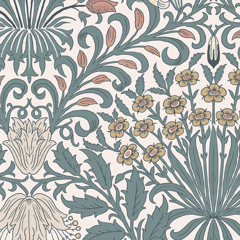 Papier peint doux William Morris Garden, Bleu
