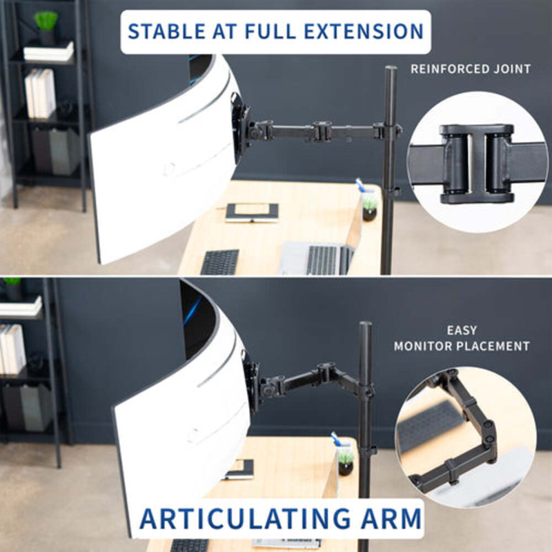 Extra Tall Black Single Ultrawide Monitor Desk Mount