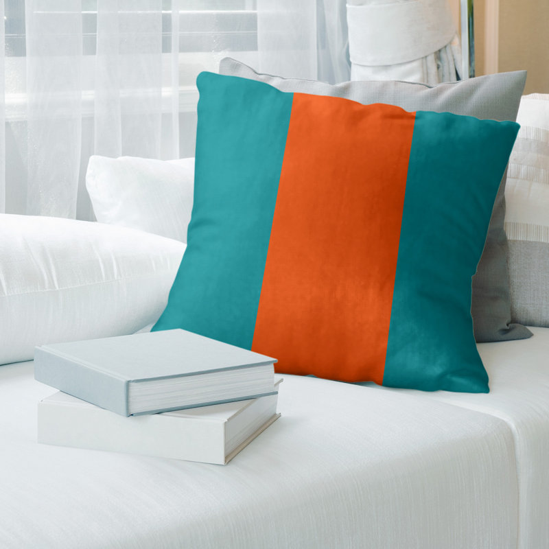  Housse de coussin Euro, Turquoise / Orange, Sergé de coton