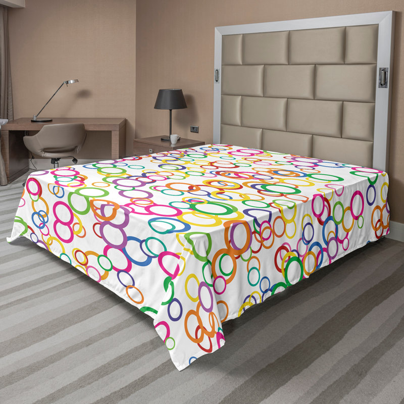 Ambesonne Nature Top Flat Sheet Glisten Fish Sunlight, Lavender Salmon Geometric, California King Flat Sheet
