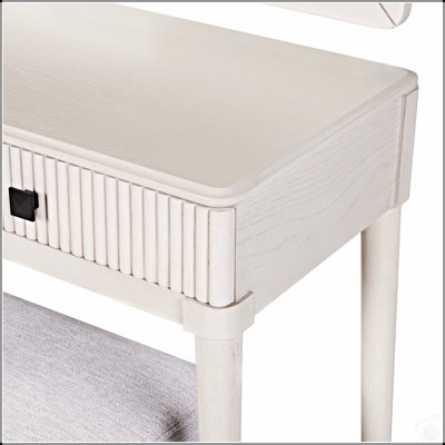 Modern Vanity Desk With Mirror, 2 Large Drawers, And Stool, Ideal For Makeup And Home Office Use