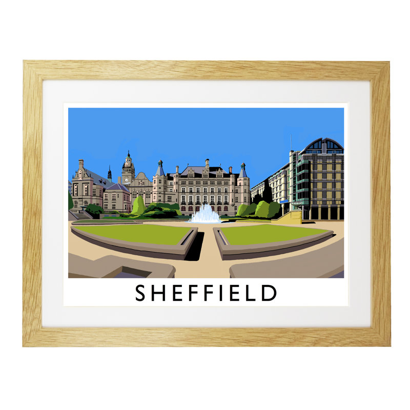 'Sheffield' by Richard O'Neil - Print, Oak Wood Frame, 33.5 cm H x 43.5 cm W x 2.2 cm D