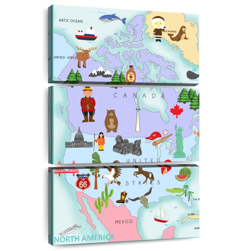 Continents d'Aliaz en Amérique du Nord, H 32 po x l 20 po