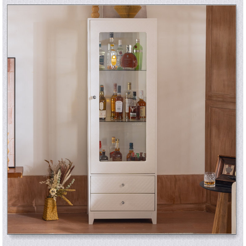 Vitrine autoportante de 71 pouces avec porte vitrée, plafonnier et tablettes réglables pour le salon, la cuisine, le bar et la salle à manger